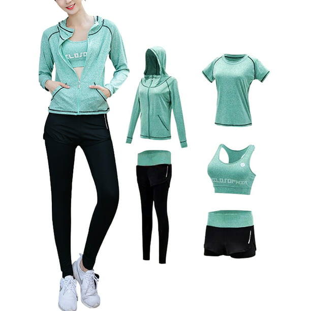 Womens Sports Gym Yoga Running Fitness Leggings Athletic Clothes Bra Pants Sets